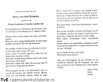 Anna van der Schriek  Petrus Franciscus Cornelius Lambrechts