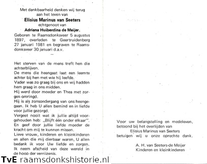 Elisisus Martinus van Seeters Adriana Huiberdina de Meijer
