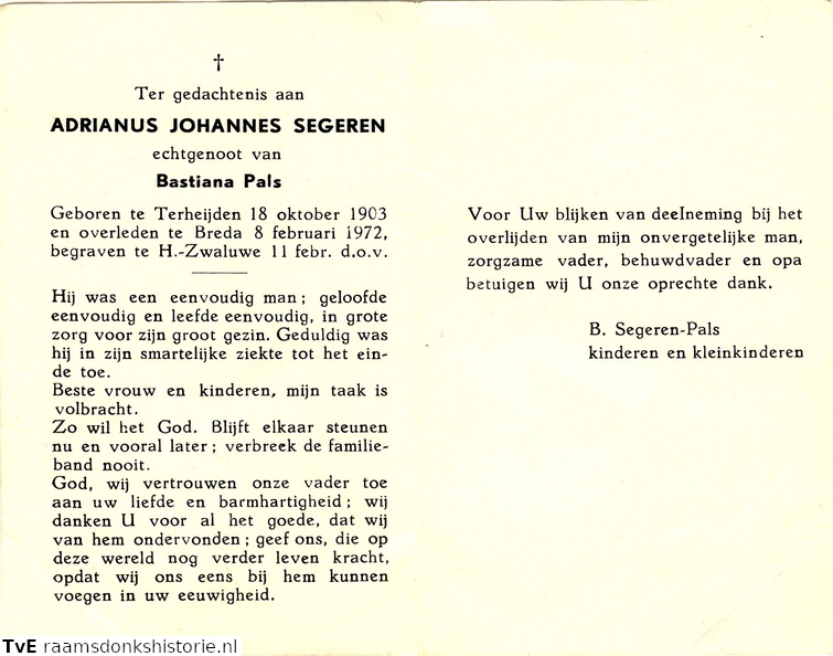 Adrianus Johannes Segeren Bastiana Pals