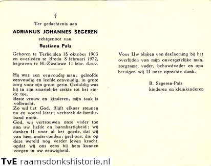 Adrianus Johannes Segeren Bastiana Pals