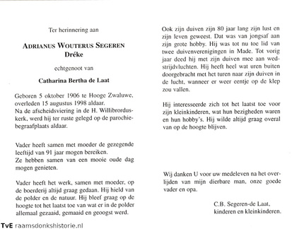 Adrianus Wouterus Segeren Catharina Bertha de Laat