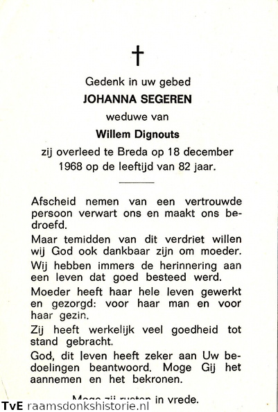 Johanna Segeren Willem Dignouts