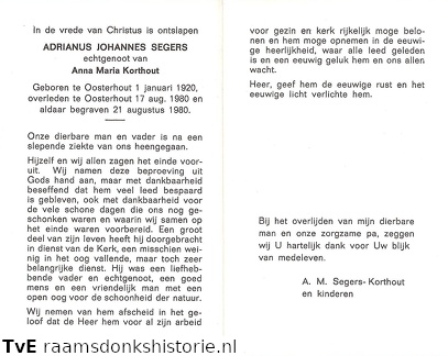 Adrianus Johannes Segers Anna Maria Korthout