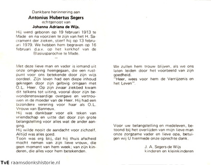 Antonius Hubertus Segers Johanna Adriana de Wijs