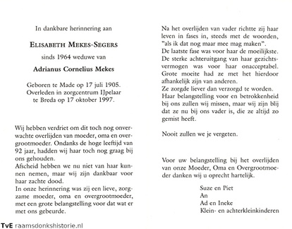 Elisabeth Segers Adrianus Cornelius Mekes