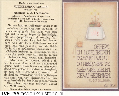 Wilhelmina Segers Antonius van den Diepstraten