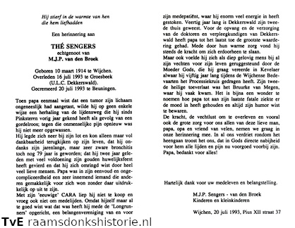 Thé Sengers Sengers M.J..P van den Broek