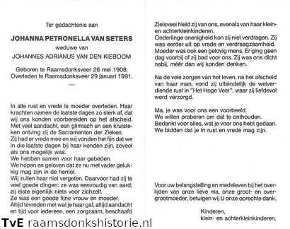 Johanna Petronella van Seters Johannes Adrianus van den Kieboom