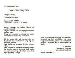 Cornelia Simjouw Cornelis Deckers