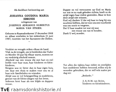 Johanna Goudina Maria Simonis Josephus Adrianus Hubertus van Strien