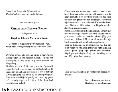 Christiaan Petrus Simons Engelina Johanna Maria van Kaam