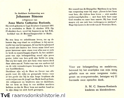 Johannes Simons Anna Maria Catharina Roelands