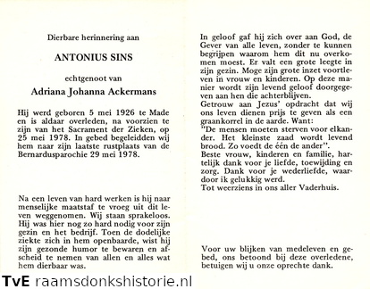 Antonius Sins Adriana Johanna Ackermans