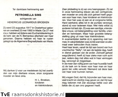 Petronella Sins Hendricus Leonardus  Broeken