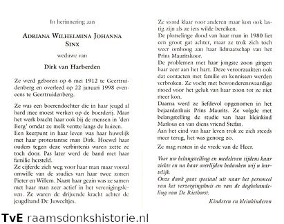 Adriana Wilhelmina Johanna Sinx Dirk van Harberden