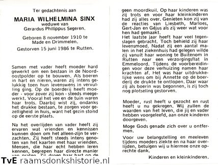 Maria Wilhelmina Sinx Gerardus Philippus Segeren