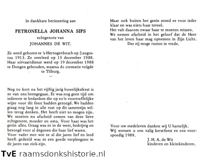 Petronella Johanna Sips Johannes de Wit