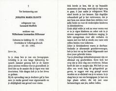 Johanna Maria Sloots Leonard Stoffele  Wilhelmus Leonardus Hillenaar