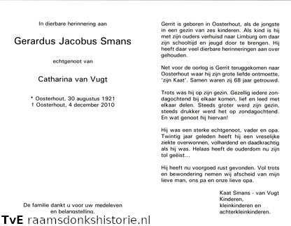 Gerardus Jacobus Smans Catharina van Vugt