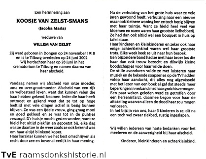 Jacoba Maria Smans Willem van Zelst