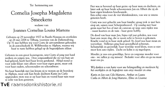 Cornelia Josepha Magdalena Smeekens Joannes Cornelius Louisa Martens