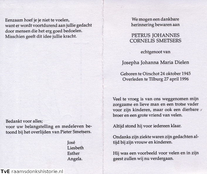 Petrus Johannes Cornelis Smetsers Josepha Johanna Maria Dielen