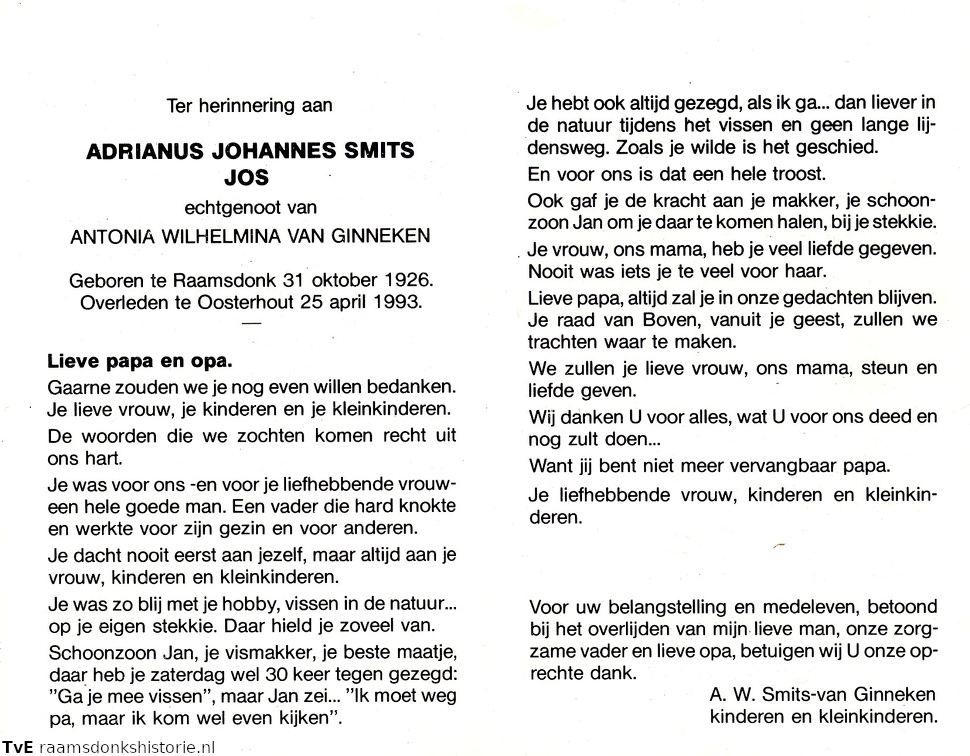 Adrianus Johannes Smits Antonia Wilhelmina van Ginneken