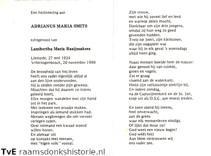 Adrianus Maria Smits Lambertha Maria Raaijmakers