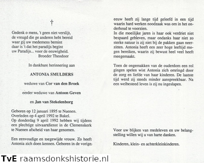 Antonia Smulders Cor van den Broek  Antoon Geven  Jan van Stekelborg