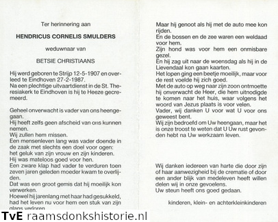 Hendricus Cornelis Smulders Betsie Christiaans