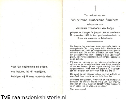 Wilhelmina Huiberdina Smulders Antonius Theodorus van Lange