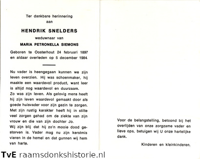 Hendrik Snelders Maria Petronella Siemons