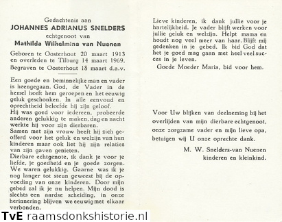 Johannes Adrianus Snelders Mathilda Wilhelmina van Nuenen
