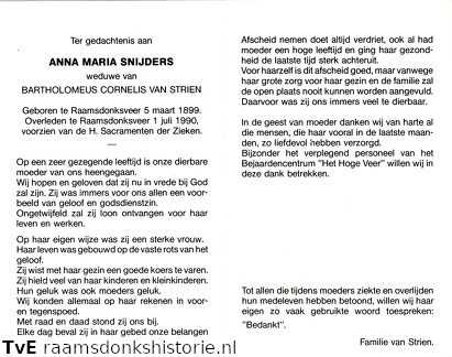 Anna Maria Snijders Bartholomeus Cornelis van Strien