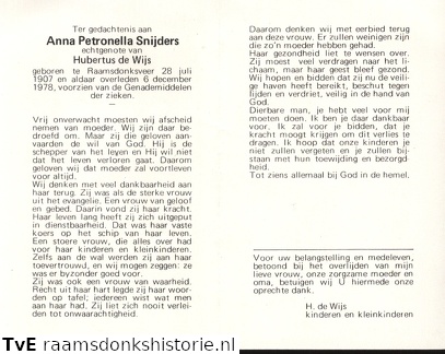 Anna Petronella Snijders Hubertus de Wijs