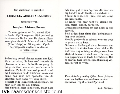 Cornelia Adriana Snijders Josephus Adrianus Beekers