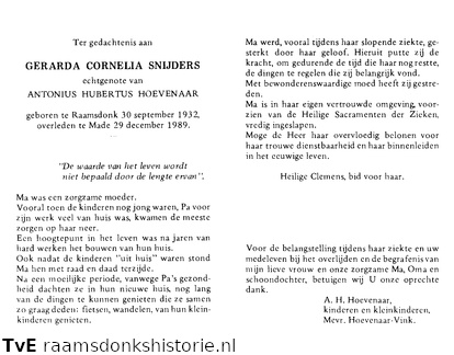 Gerarda Cornelia Snijders Antonius Hubertus Hoevenaar