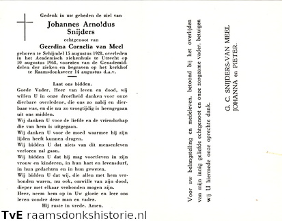 Johannes Arnoldus Snijders Geerdina Cornelia van Meel