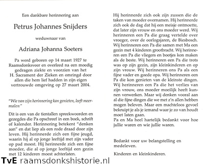 Petrus Johannes Snijders Adriana Johanna Soeters