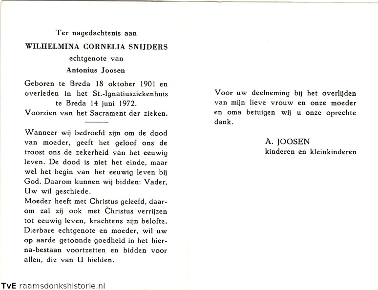 Wilhelmina Cornelia Snijders Antonius Joosen