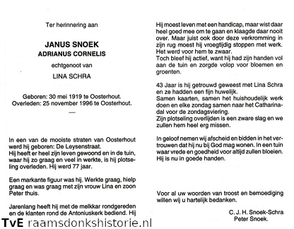 Adrianus Cornelis Snoek Lina Schra
