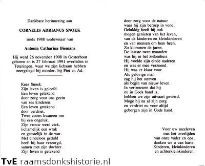 Cornelis Adrianus Snoek Antonia Catharina Biemans