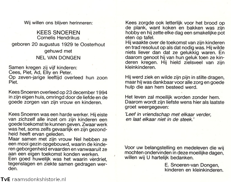Cornelis Hendrikus Snoeren Nel van Dongen