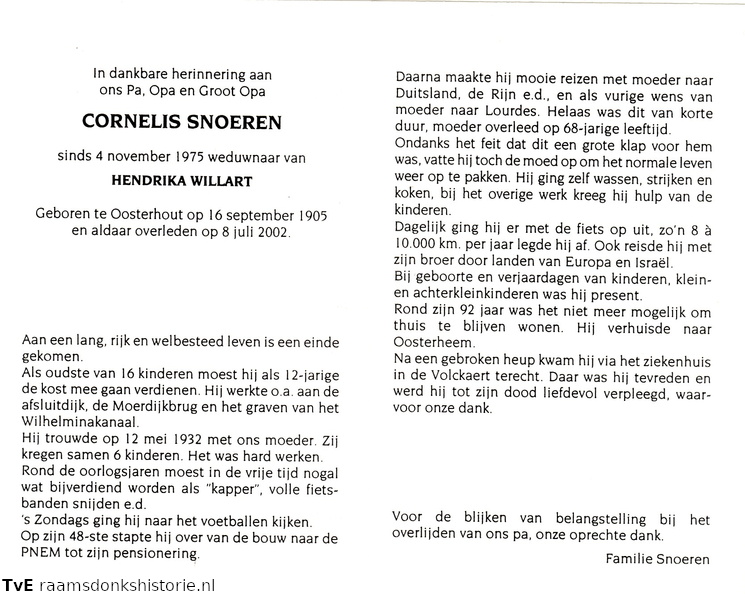 Cornelis Snoeren Hendrika Willart