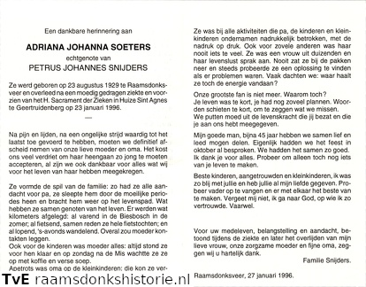 Adriana Johanna Soeters Petrus Johannes Snijders