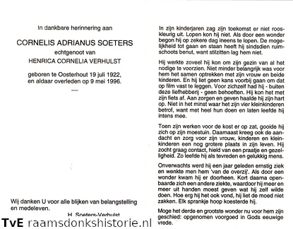 Cornelis Adrianus Soeters Henrica Cornelia Verhulst