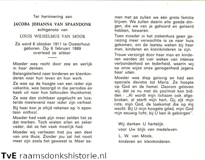 Jacoba Johanna van Spaandonk Louis Wilhemus van Mook