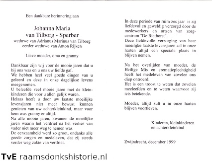 Johanna Maria Sperber Adrianus Marinus van Tilborg Anton Rijken