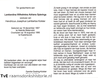 Lamberdina Wilhelmina Adriana Spierings Hendricus Josephus Lambertus Kolster