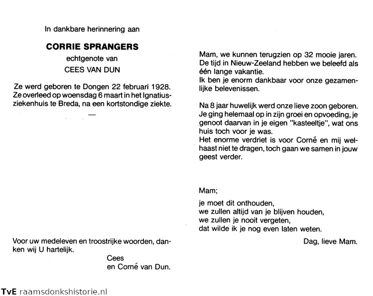 Corrie Sprangers Cees van Dun